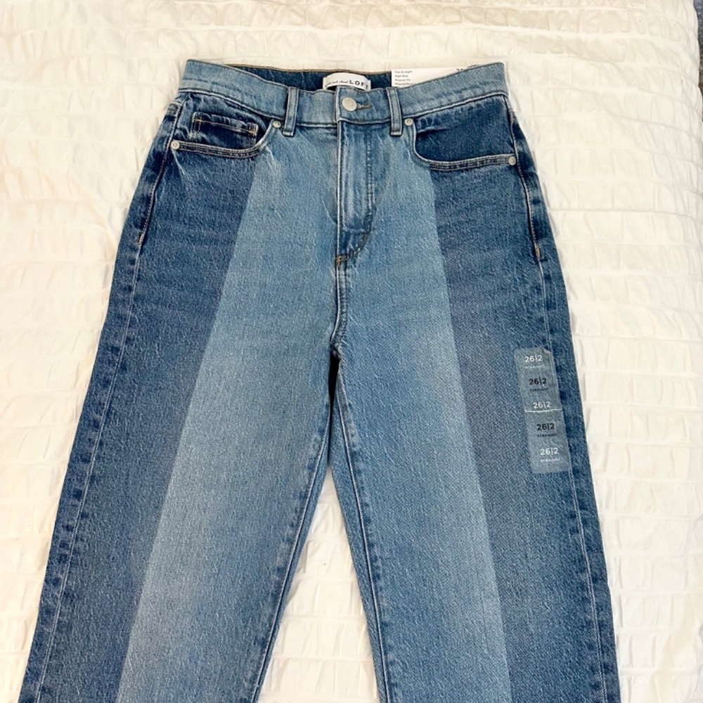 NWT LOFT Striped Straight Leg Jeans - Picture 6 of 13